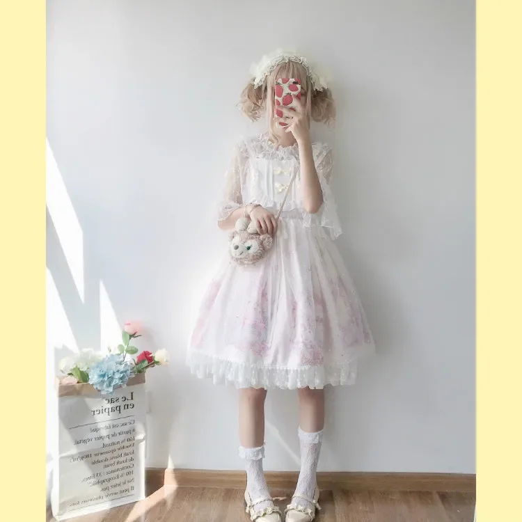 Robe Japonaise Lolita Kawaii à Bretelles en Dentelle pour Femme et Fille, Tenue de Carnaval, ix, Été