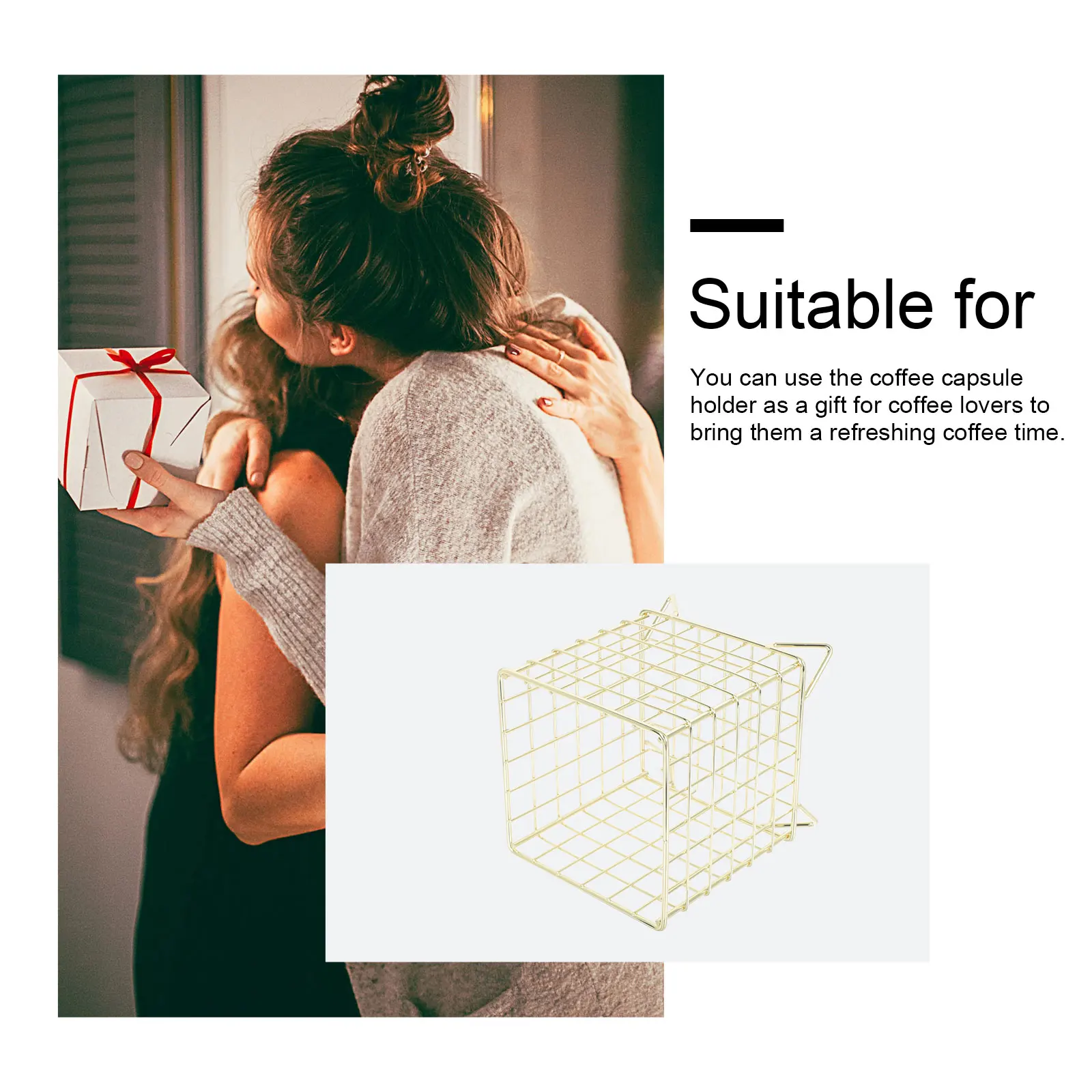 

Coffee Storage Basket Grid Iron-made Home Use Nordic Style Crafts Snack Holder Sundry Container Square