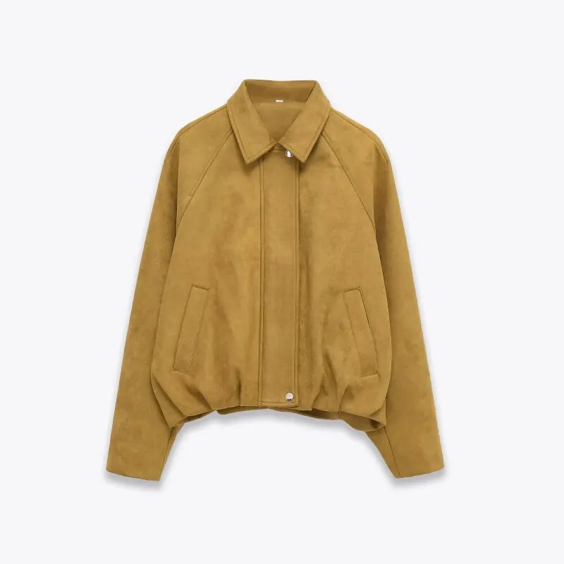 

Women’s Slim Fit Suede Effect Bomber Jacket Fashion Autumn Winter Outwear Casual StreetwearCoat Warm Outerwear