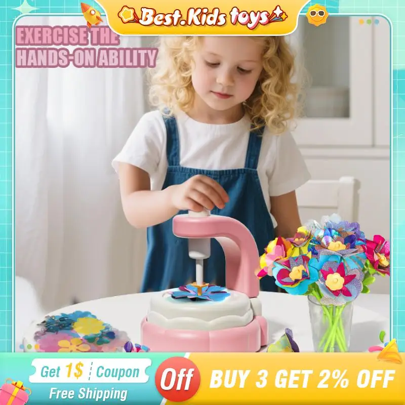 

DIY Children's Fabric Bouquet Handcrafted Set Handmade colorful Flower Embossing Machine Kids Educational Toys Girls Gift Game