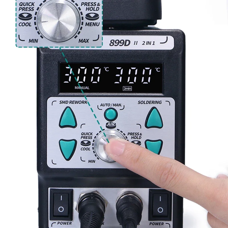 Estação de soldagem com pistola de ar quente 8786d, dois em um, temperatura ajustável, ferro de solda elétrico, display digital, reparo, pistola de ar