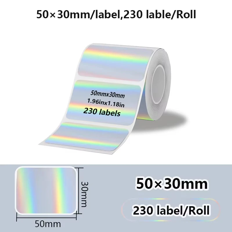 Munbyn/Nelko Holografische Laser Label Sticker Mat Zilver Thermisch Papier voor M110 M220 M200 E210 P50 PM220 DETONG P1 WP9520 Maker