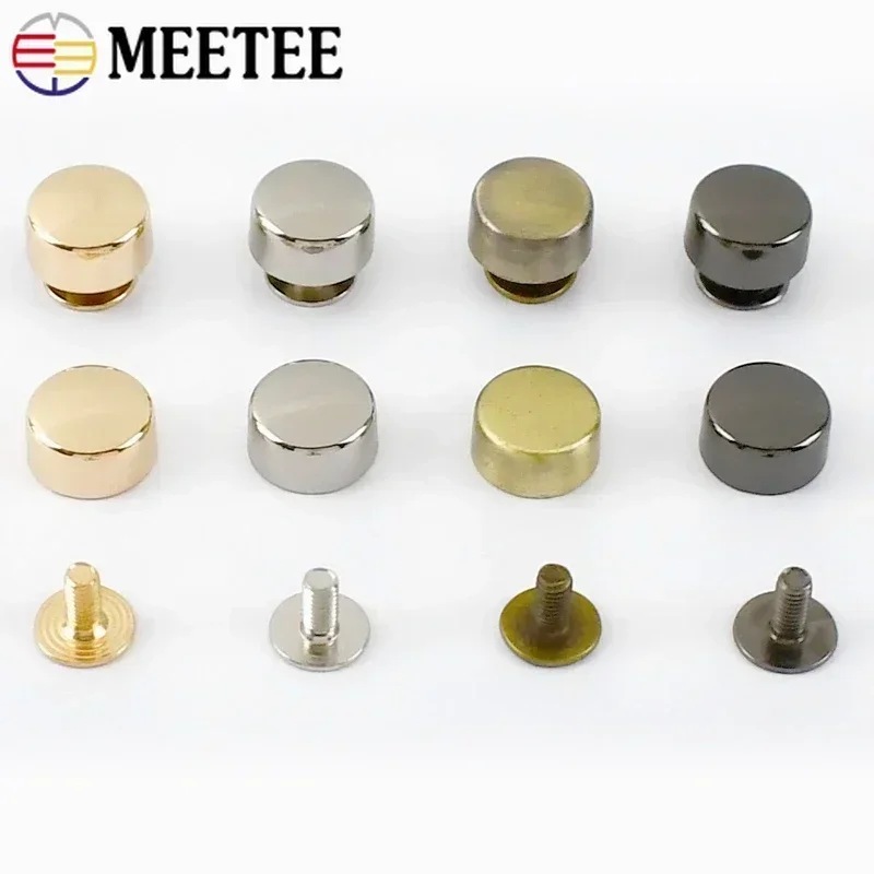 10/20/50pcs Meetee 10mm Flat Screw Bag Accessories for Hanbag Bottom Studs Screws Rivets DIY Sewing Hardware Foot Nail Buckles