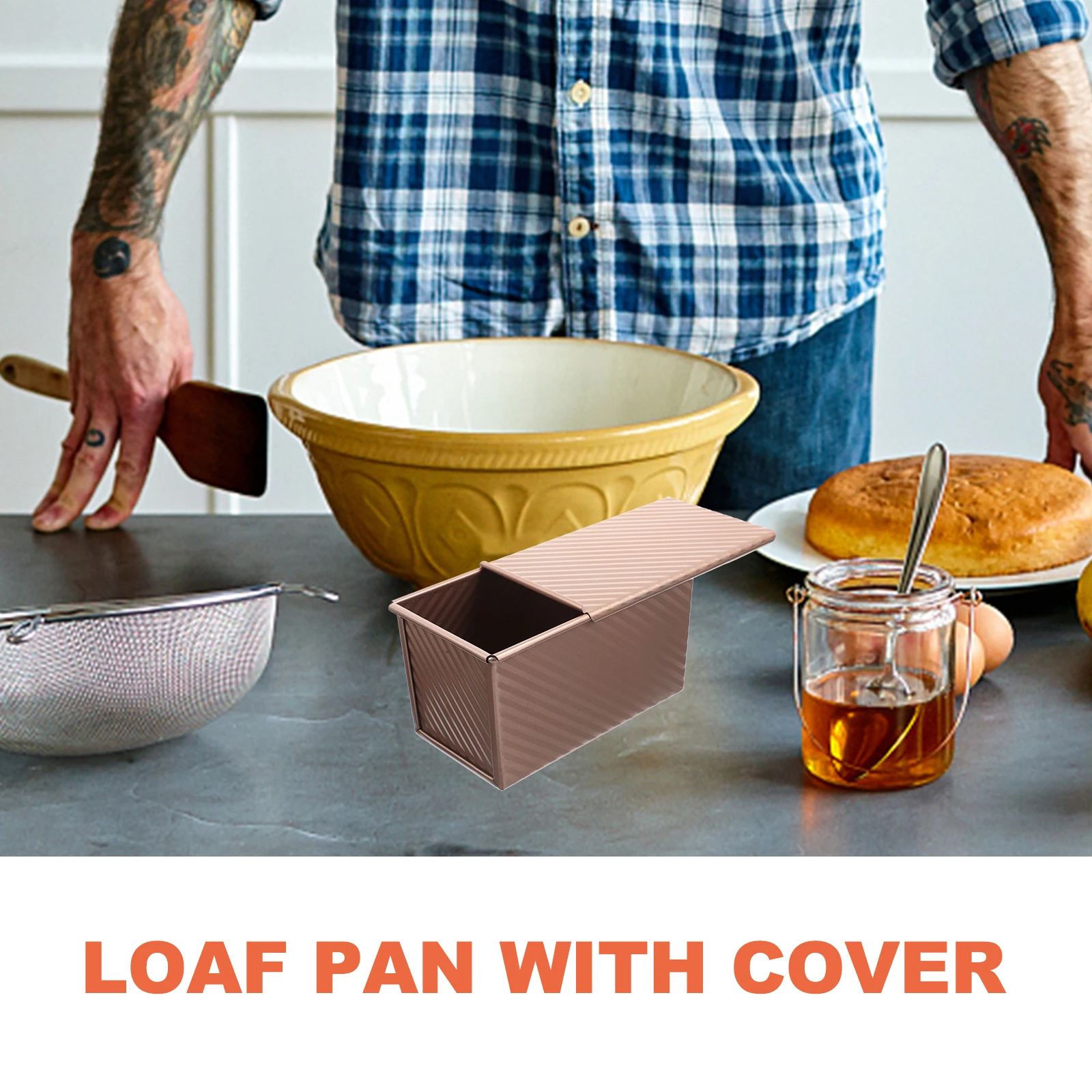 

Heart-shaped Toast Box with Lid Bread Baking Carbon Steel Bakeware Loaf Pan Cover Nonstick