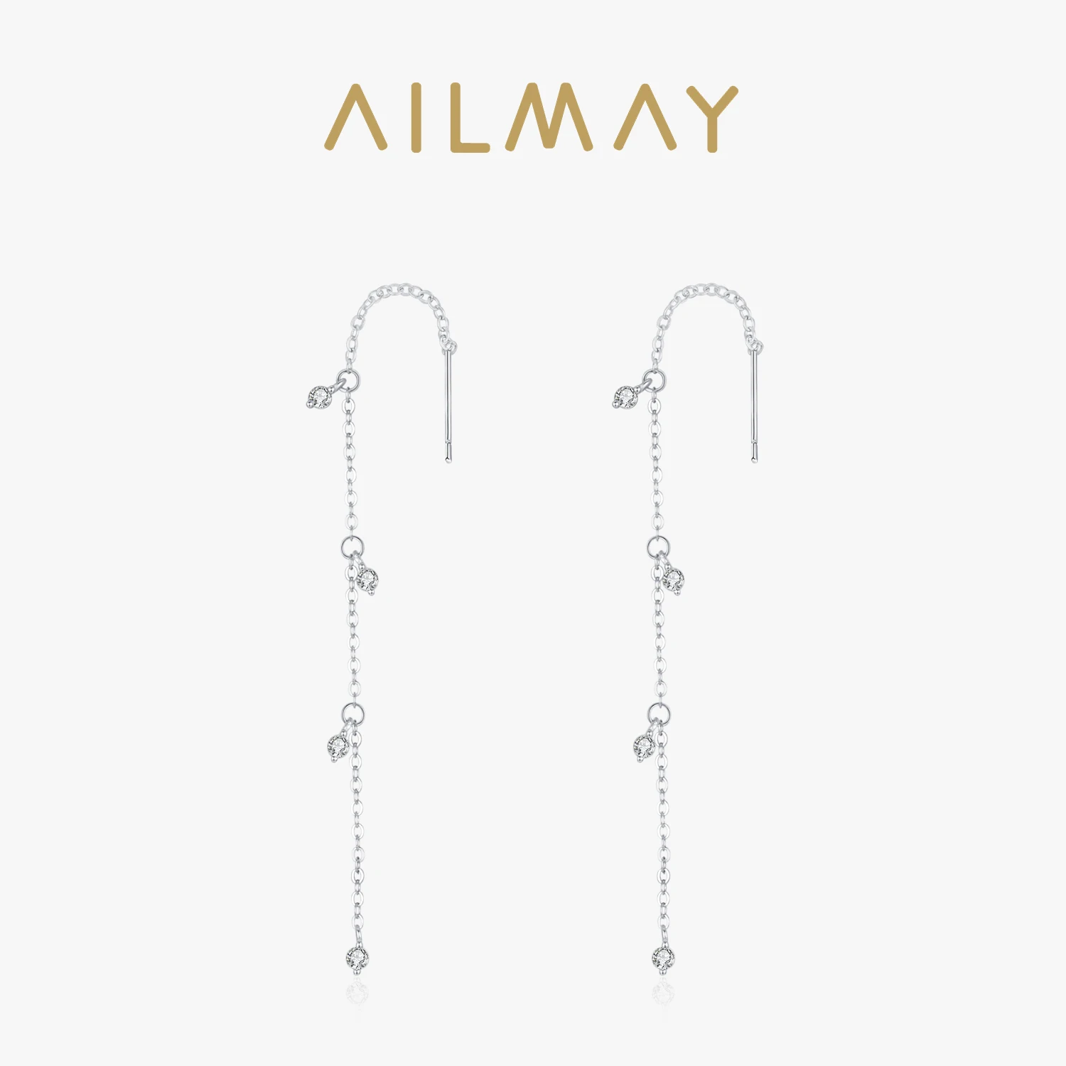 

Ailmay, 100% стерлинговое серебро 925 пробы, прозрачный циркон, роскошные длинные висячие серьги с кисточками для женщин, ювелирные изделия для свадебной вечеринки