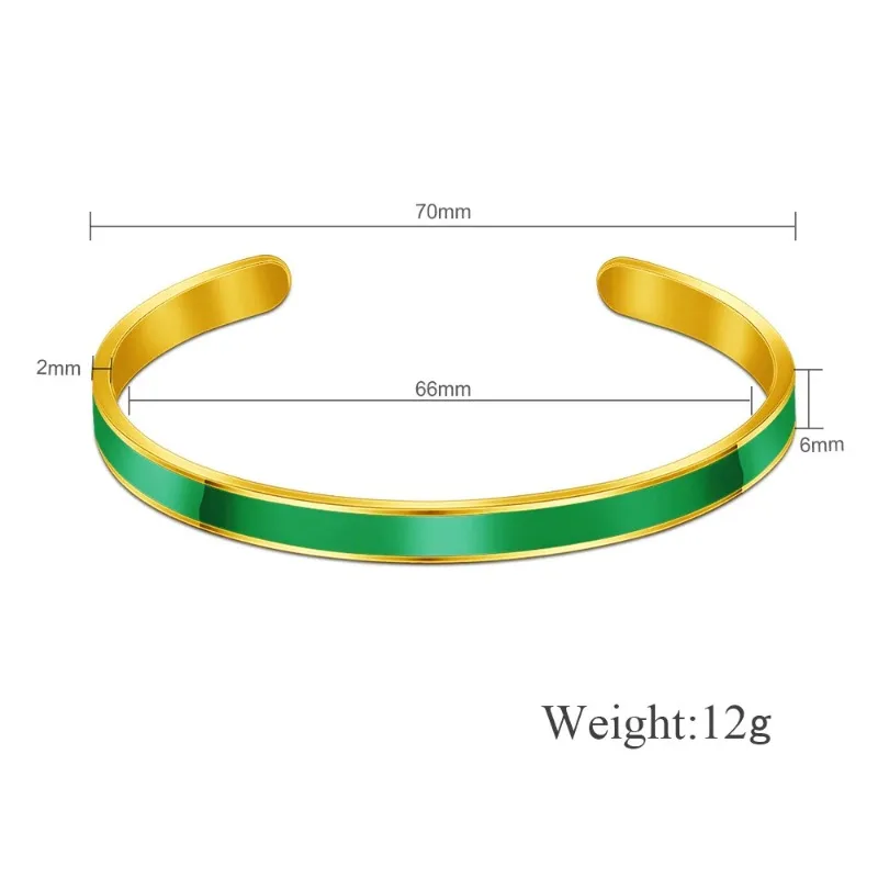 Neue Grün Blau Orange Manschette Öffnen Armreifen für Frau Mädchen Edelstahl Armbänder Mode Charme Schwester Schmuck – Detail 1