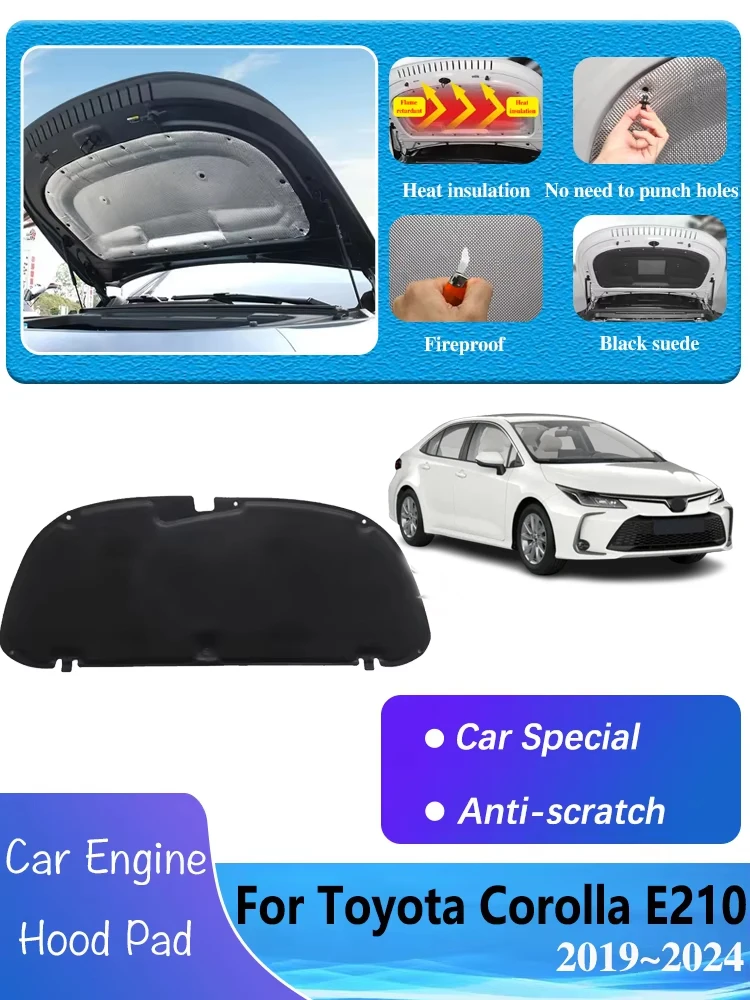 

Car Engine Hood Sound Pads for Toyota Corolla 2023 Accessories Auris E210 Sedan 2019~2024 Heat Insulation Mat Soundproof Cover