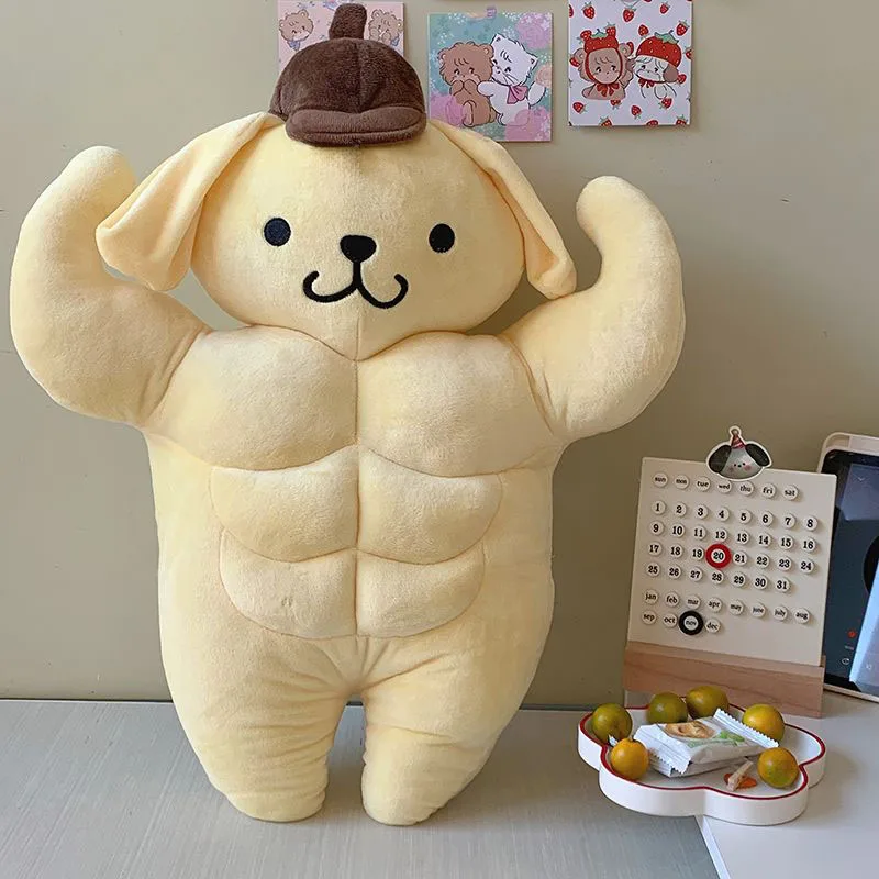 Boneco de Pelúcia Engraçado Pom Pom Purin, Cão Musculoso Criativo, Brinquedo de Pelúcia Fofo, Almofada de Desenho Animado, Decoração para Casa, Presentes