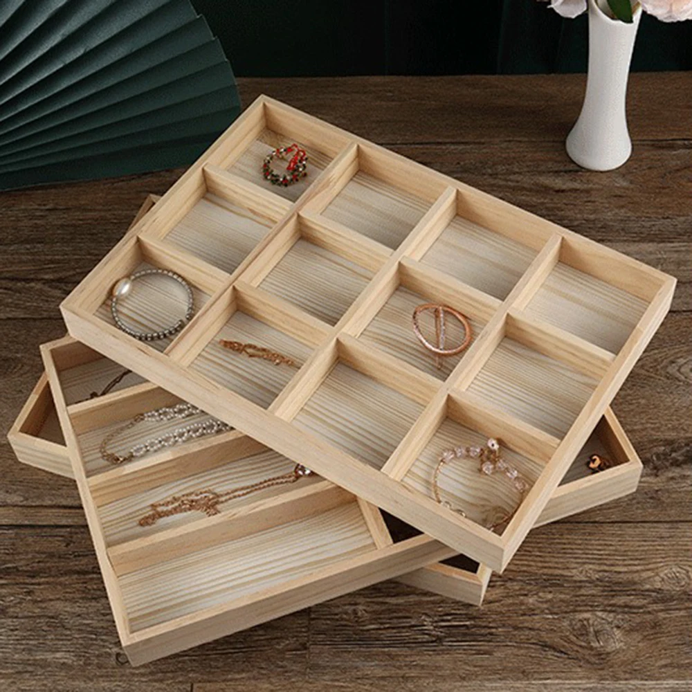 

Wooden Jewelry Organizer Tray Display Storage for Jewelry Earring Bracelet Collections Boxes Decoration Props Organizing