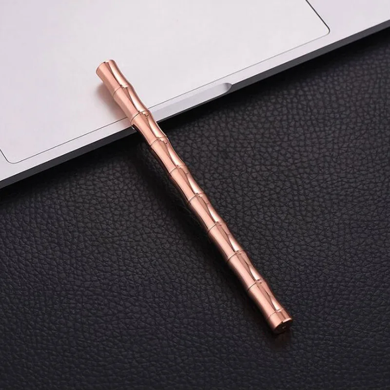 High Quality Brass Bamboo RollerBall Pen Spin Rose Golden Stationery Office School Supplies Writing Ink Pens