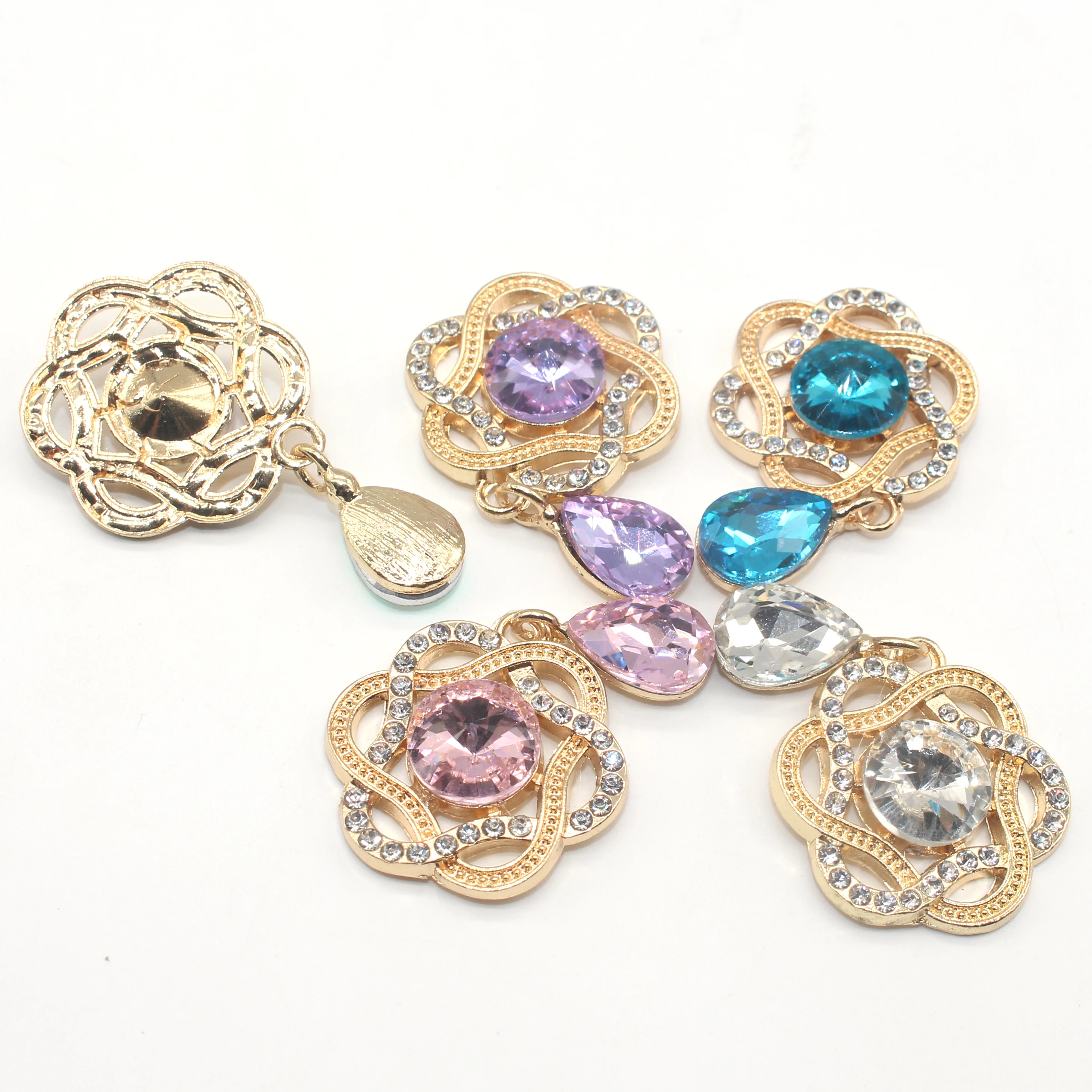 10pcs/batch 47*28mm Metal Sewing Buttons For Clothing DIY Manualidades Hair Accessories Decorative Rhinestones For Needlework