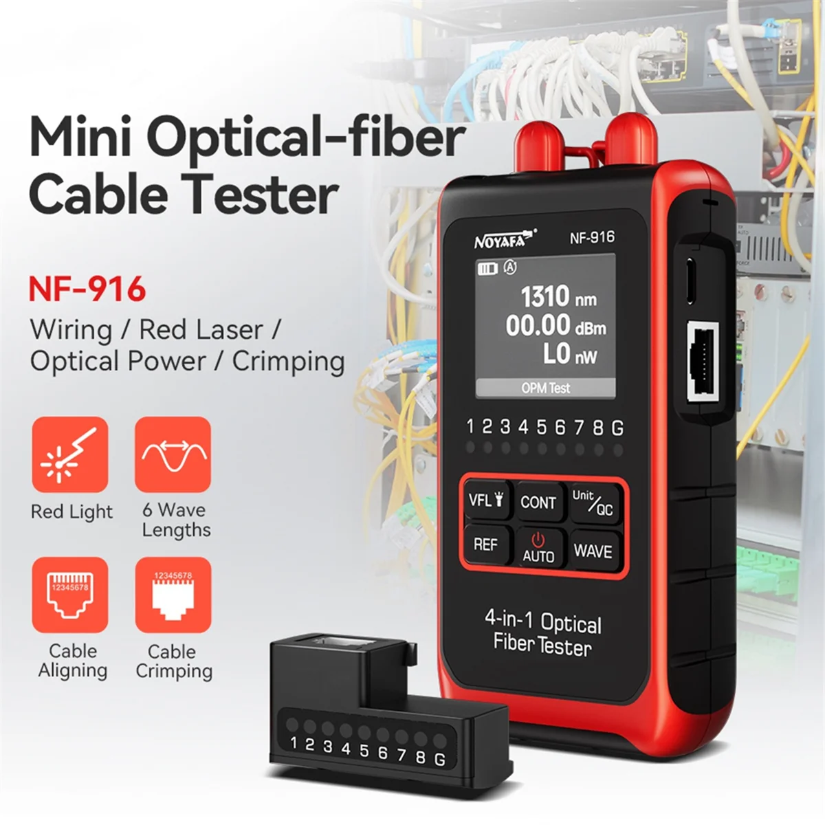 

Network Cable Tester Fiber Optical Power Meter Visual Fault Locator -916 VFL REF FC SC Rj45 Fiber Optic Cable Tester Network To
