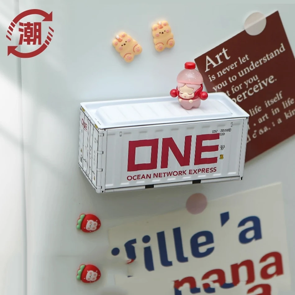 نموذج حاوية صغيرة مغناطيسية إبداعية مع ملصق ثلاجة تخزين مصغر صندوق حديد مغناطيس الثلاجة ديكور إبداعي