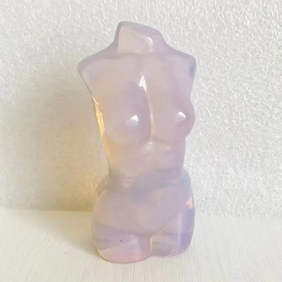 pink Opal Stone Carved female model Reiki Psychic Gift Spiritual Gemstone Healing Figurine Room Decoration Home Stones