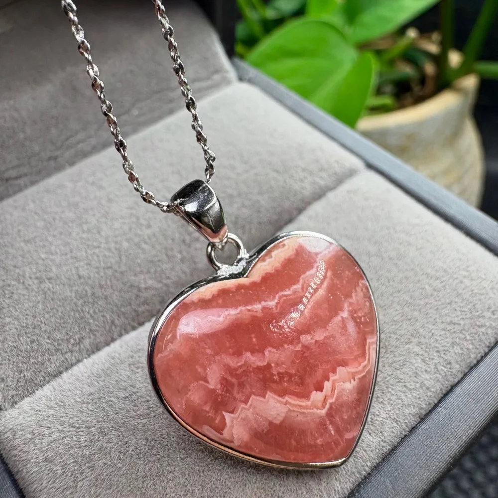 1PCS Natural Rhodochrosite Crystal Yoga Pendant Reiki Healing Fengshui Stretch Female Gift - Jewelry for Stress Relief S925