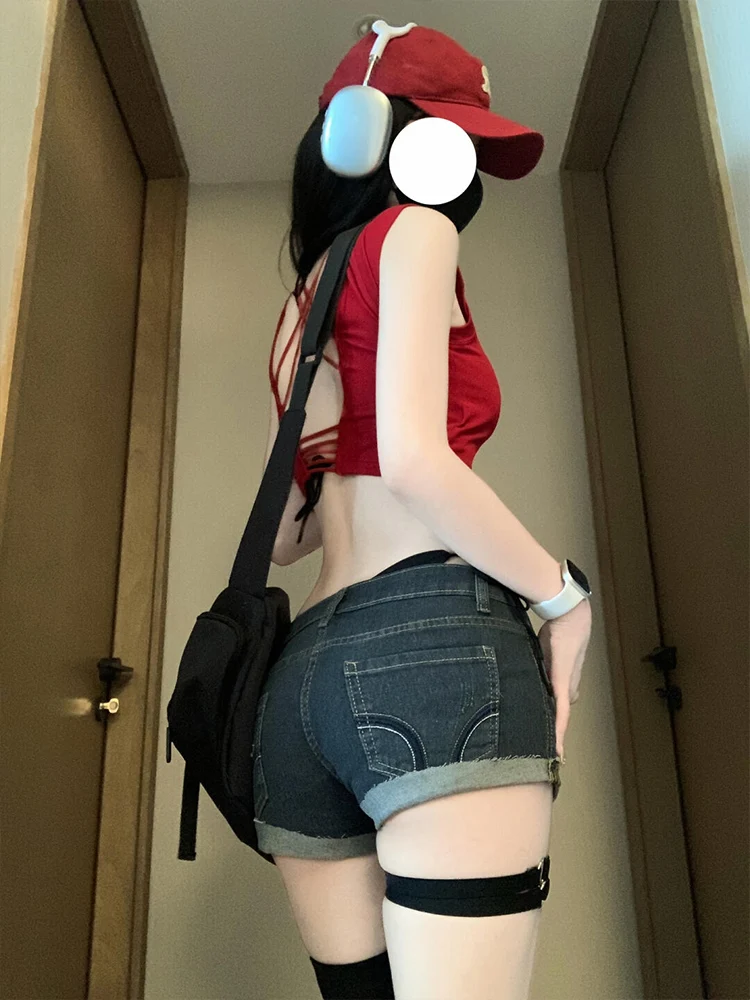 

Американские ретро джинсовые orts с низкой талией, женские летние тонкие узкие брюки с прямыми штанинами, прямые шорты