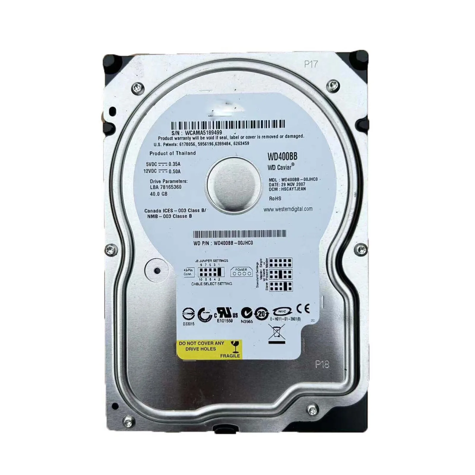 

Жесткий диск WD400BB-00JHC0 40,0 ГБ подходит для деталей принтера HP DesignJet 6100 Z6100