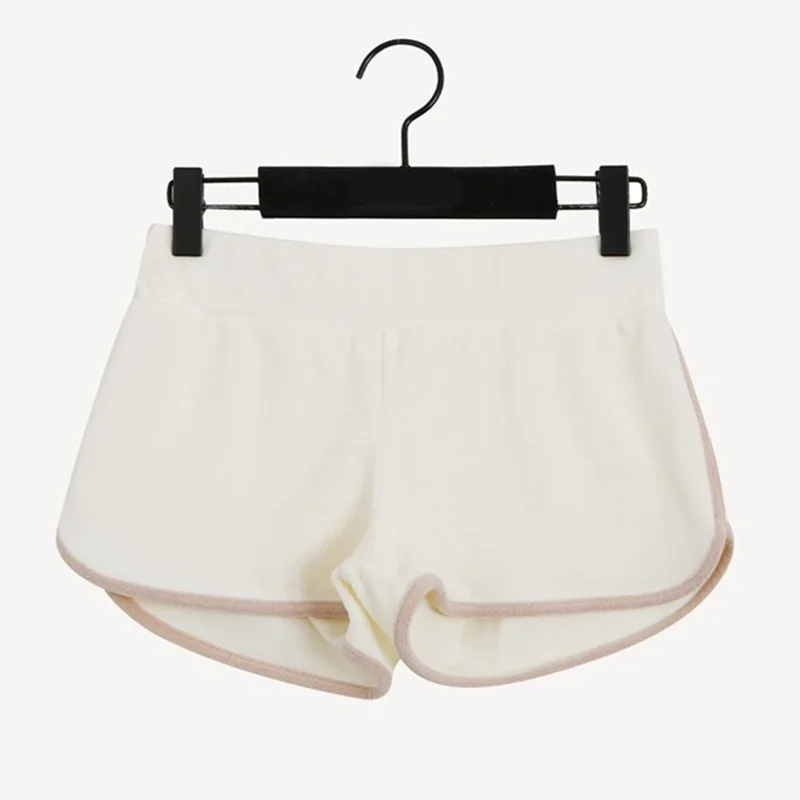 Milk White Shorts Elastic Waistband Color Blocked Hot Pants Korean New Tight Fitting Hip Wrapped Shorts Spicy Girls Show Figure