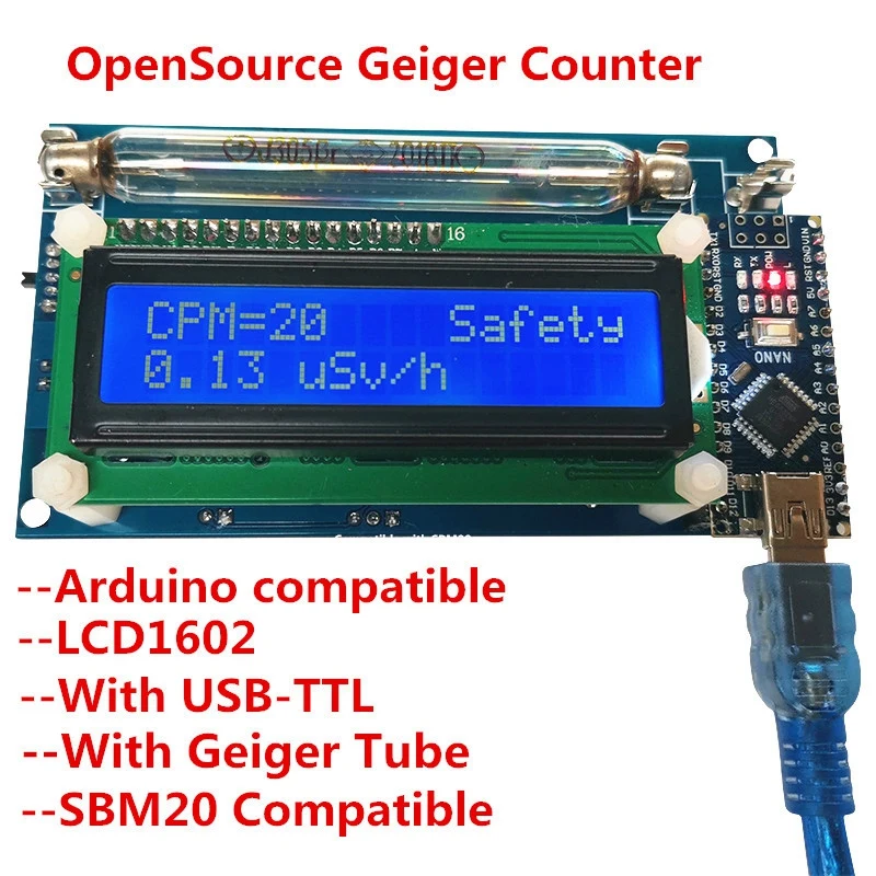 ABYC Geiger Counter Kit Module كاشف الإشعاع النووي مع عرض مقياس الجرعات الإشعاعية كاشف الإشعاع الكهرومغناطيسي
