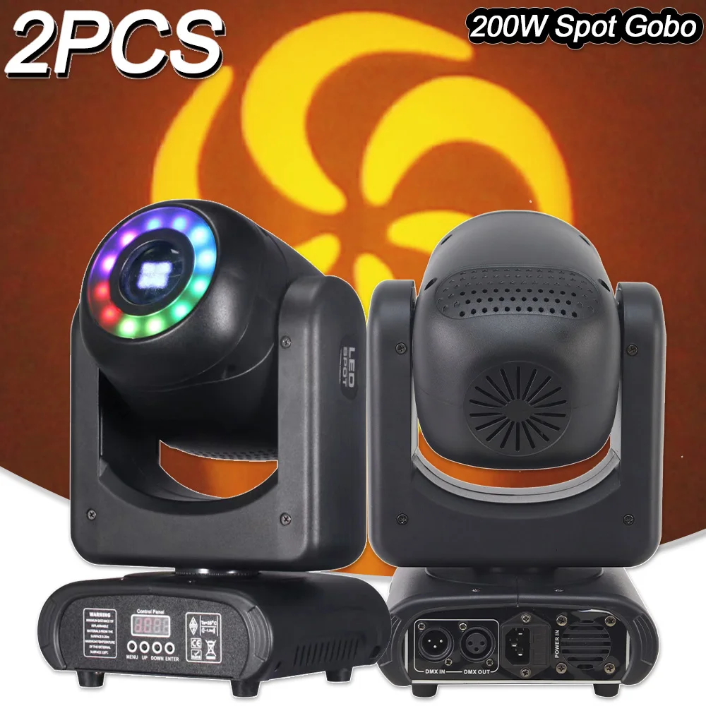 2ชิ้นจุด Gobo 200W นำ5ปริซึมย้ายแสงเวทีกับ SMD RGB สำหรับงานแต่งงานโรงแรมโชว์ปาร์ตี้เต้นรำอุปกรณ์ดิสโก้