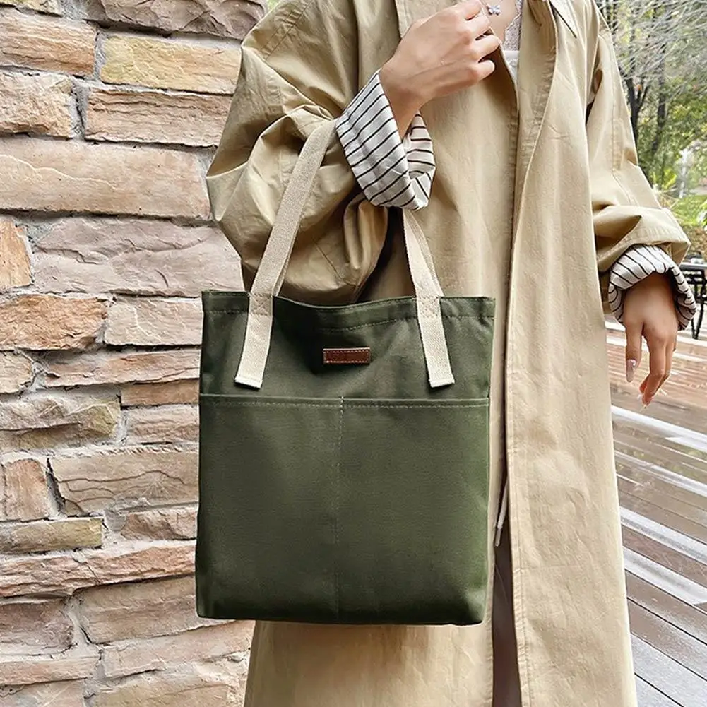 

Women's Canvas Tote Bag Large Capacity Casual Handbag Commuter Shoulder Bag Reusable Practical Shopping Beach Bag