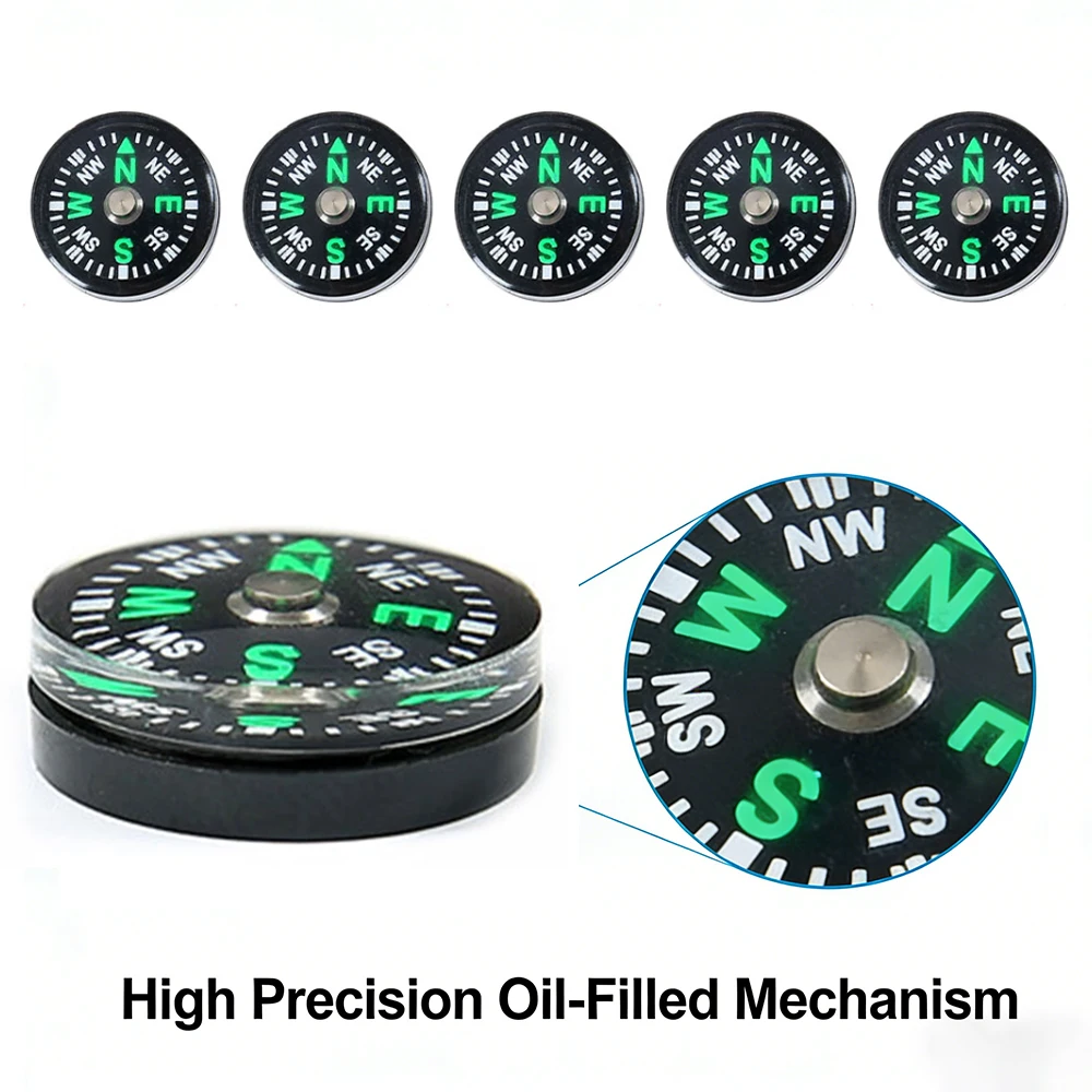 Black Camping Survival Compass 20x - Mini Essential Navigation Tool for Outdoor Activities Enthusiasts