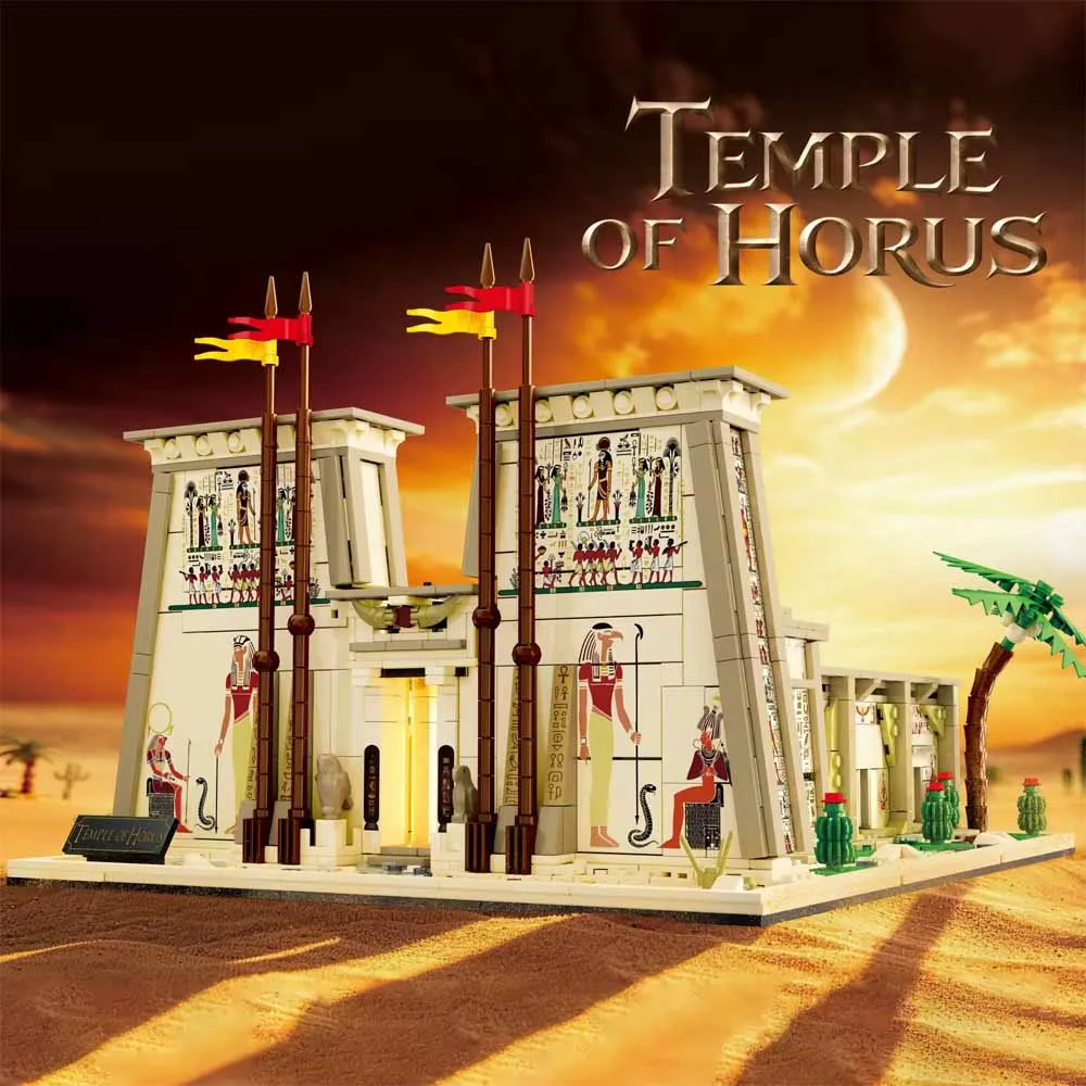 2073pcs Temple of Horus Building Blocks Street View Ancient Modular Architecture Construction Model Kits Toys for Adults Gifts