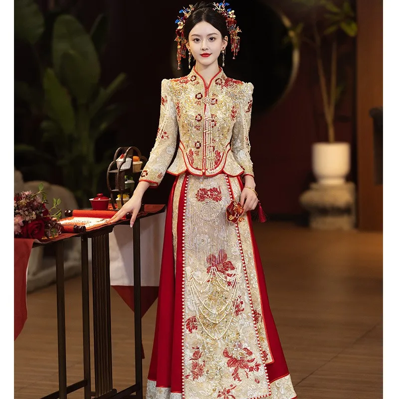 Guofeng Heavy Industry toasts weddings and wedding ceremonies - Chinese-style dragon phoenix gowns