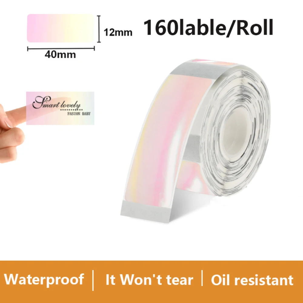Etiqueta adesiva transparente 12*40mm 160 peças/rolo p15 fita fabricante de etiquetas compatível d30 q30s marklife p12 p11 papel de impressora térmica