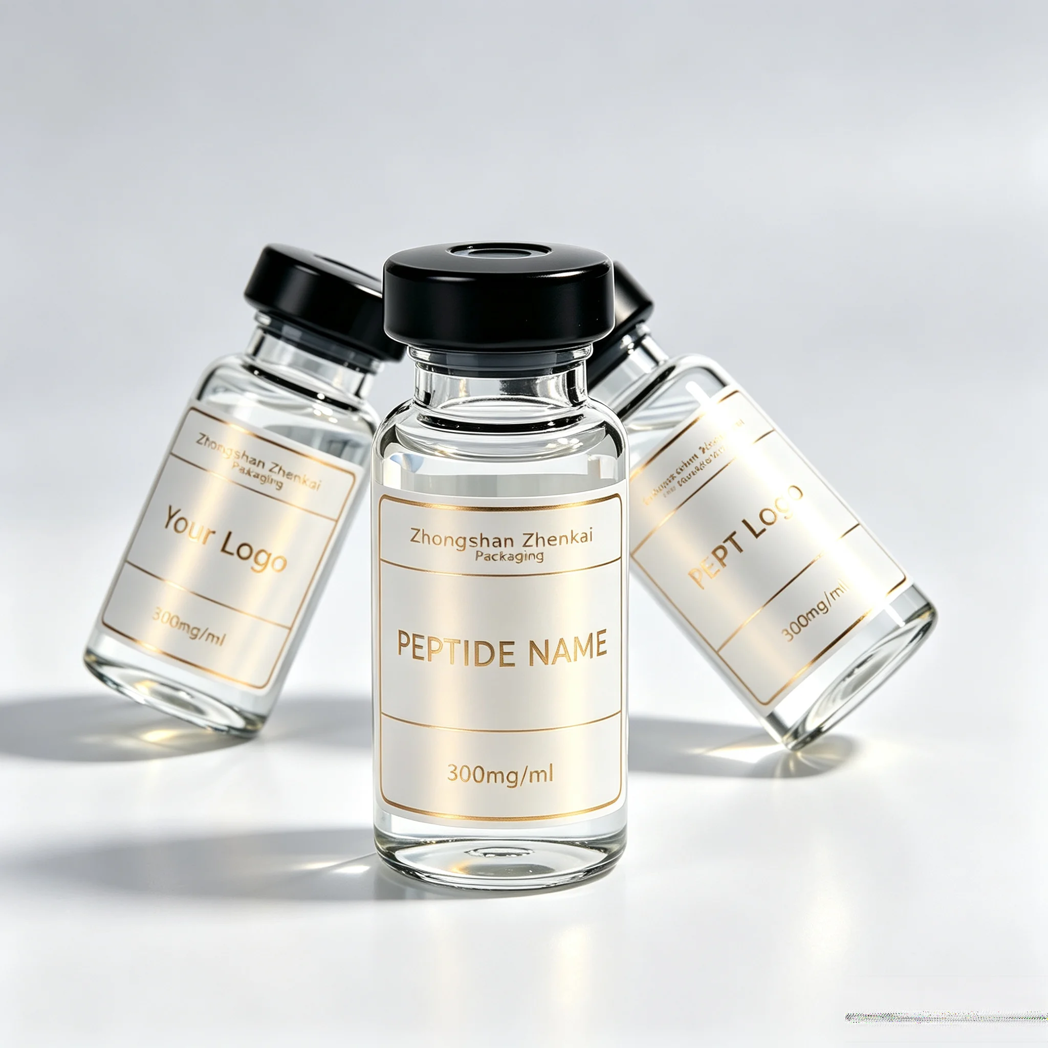 Multi Size 3ml 5ml 10ml Peptide Vial Full Set Custom Packaging Color Boxes Self Adhesive Labels For Fitness Skincare Use