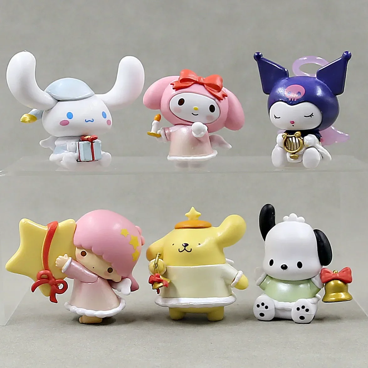 Sanrio Anime Hallo Kitty Figur Cinna moroll Melodie Pachacco Kuromi Kawaii Cartoon Mini Anzüge Dekor Geschenke für Kinder Spielzeug Geschenke