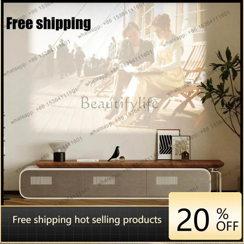 Factory Direct Sales vintage-style telescopic TV cabinet, floor-standing stainless steel solid wood TV cabinet