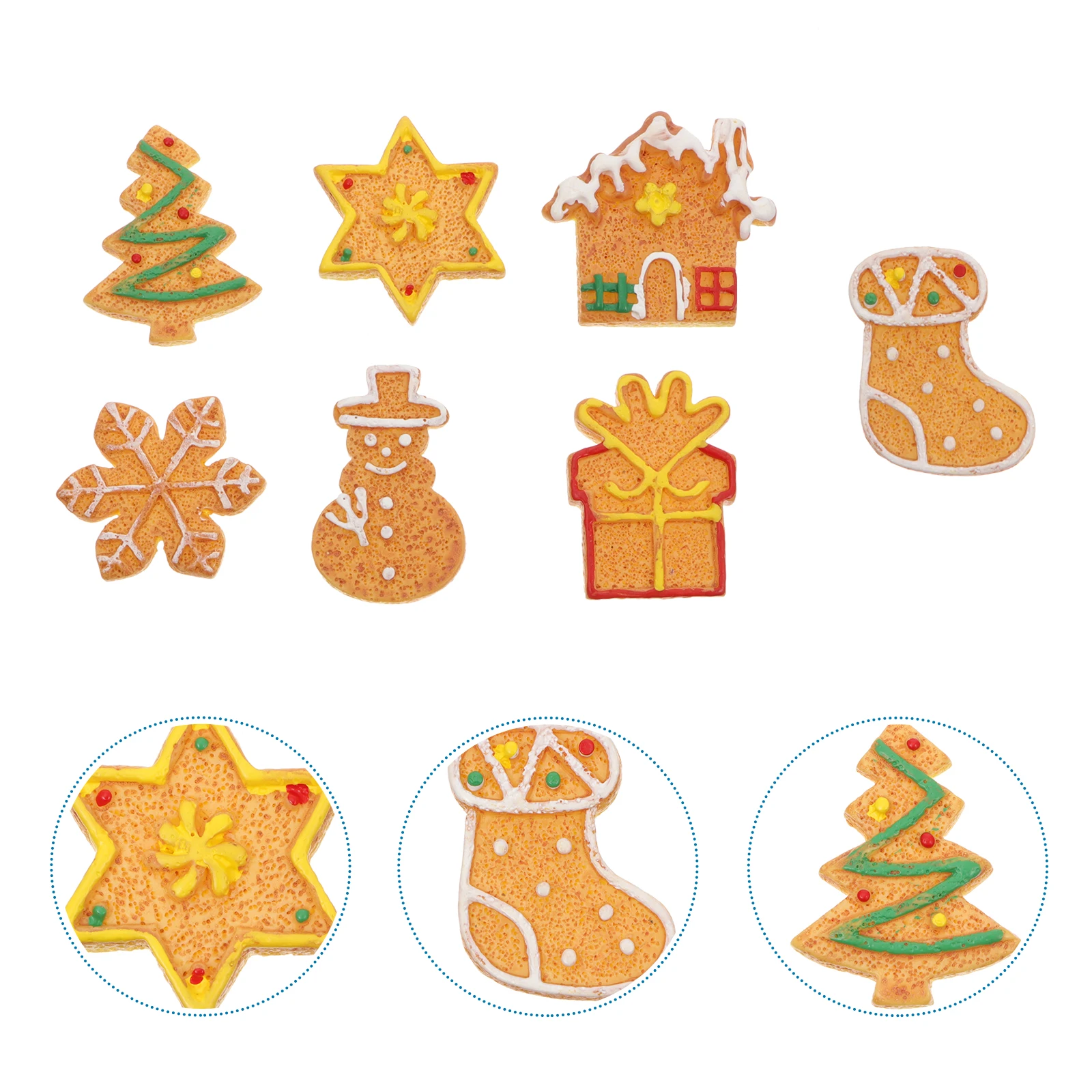 

50pcs Christmas Cookies Snowman Keychain Diy Resin Ornaments Jewelry Earrings Orange Smooth Lightweight Storage Xmas Craft