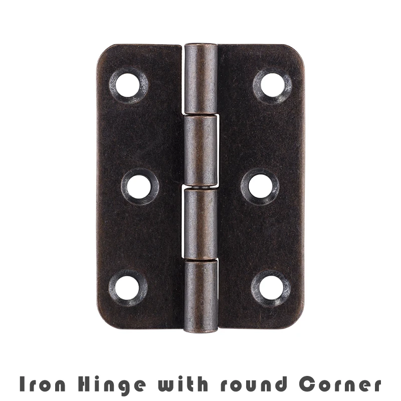 4PCS 270 Degree Furniture Hinge Antique Copper Iron Metal Round Corner 2 Inch Hinges for Cabinet Cupboard Doors with Free Screws