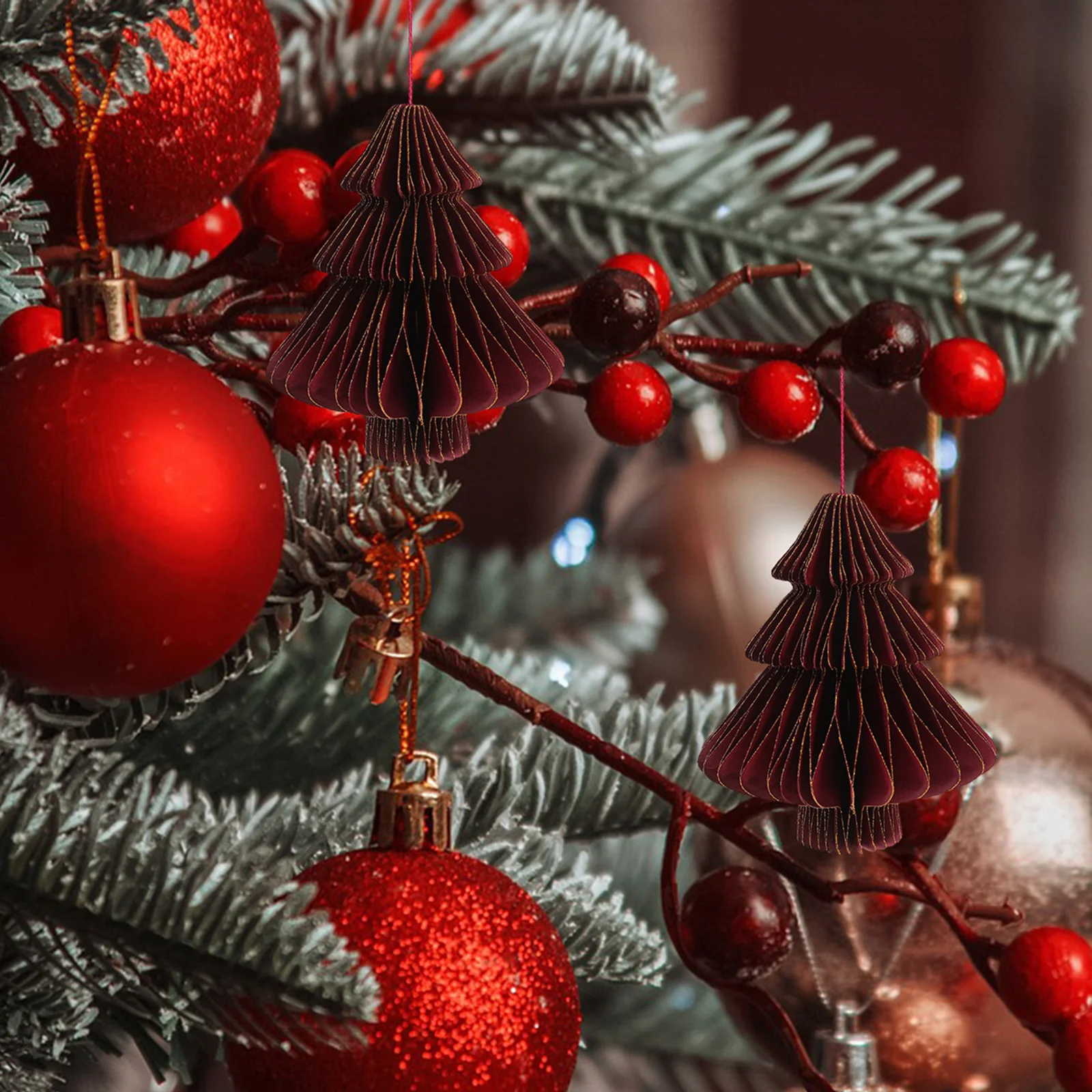 

3Pcs Angel Bell Hanging Ornaments Polished Honeycomb Xmas Decorations for Christmas Tree Fireplace Table Shelf Stair Handrail