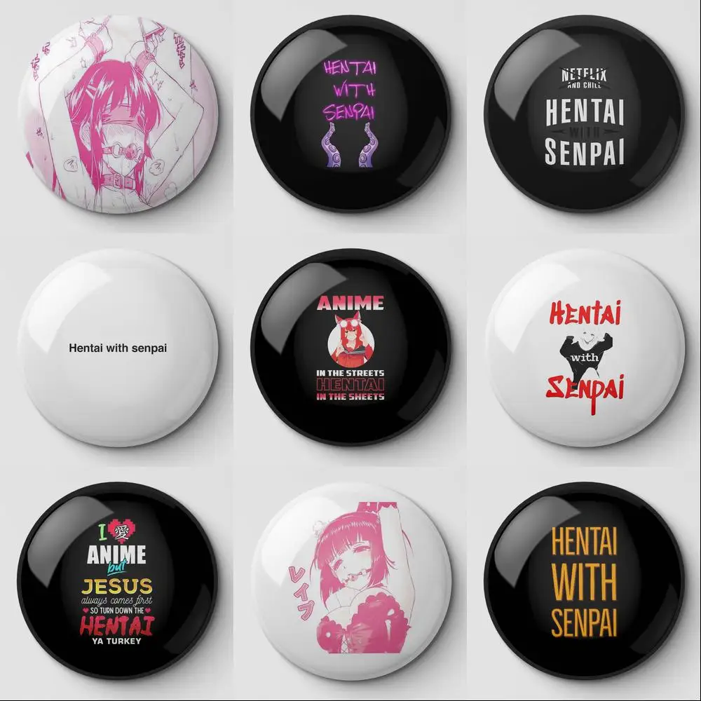 Hentai With Senpai Girl Of Soft Button Pin Customizable Brooch Lapel Pin Clothes Cute Jewelry Fashion Cartoon Badge Women Hat