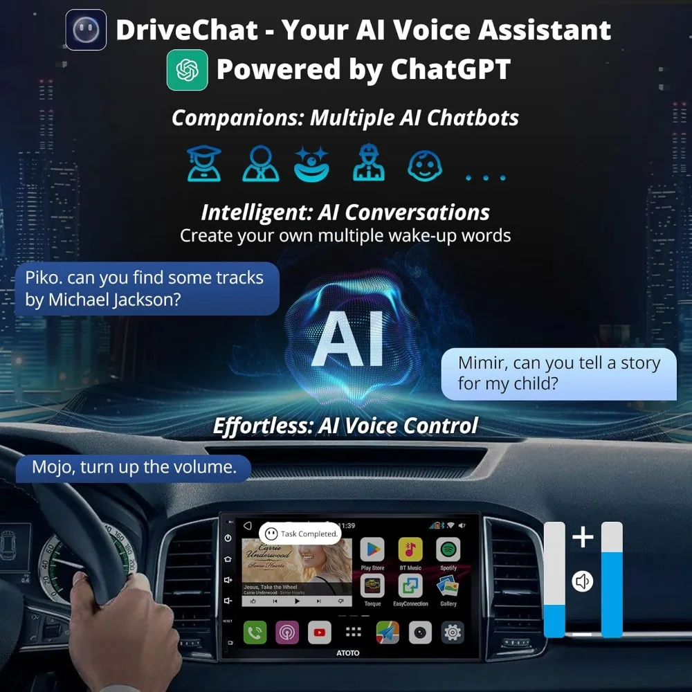 

7-дюймовая автомобильная стереосистема Android с беспроводным CarPlay, Android Auto, двойной Bluetooth, QLED-дисплей, HD-задний вид — S8G2B74PM