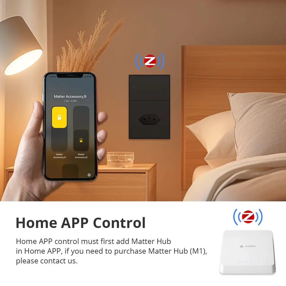 Zemismart Tuya Zigbee 2 Gang Light Switch with 10A Brazil Socket 110V 220V Smart Outlets Work with Home Tuya Smart Life APP