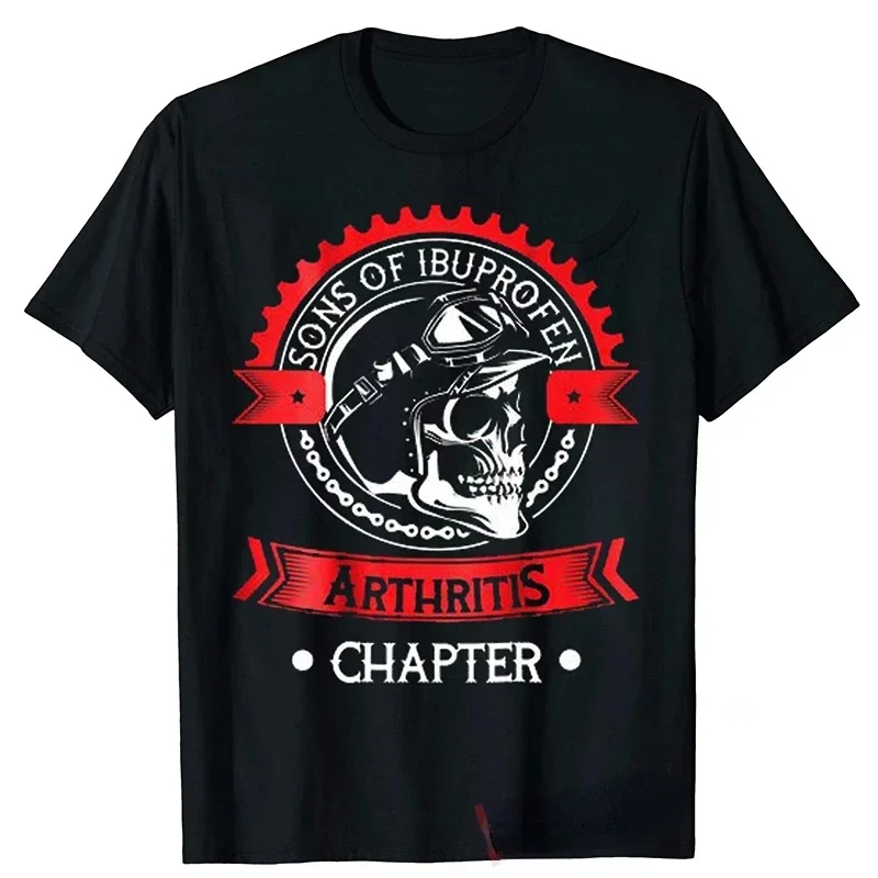 Black Vintage Mens Graphic Shirts Gothic Ropa Hombre Streetwear  Ibuprofen Chapter Funny Biker Skull T Shirt