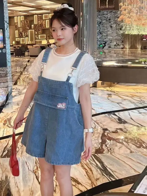 

Slimming Effect Rabbit Ear Design Denim Overalls Women's Summer orts plus Size Faionable Agel Trendy Clothing