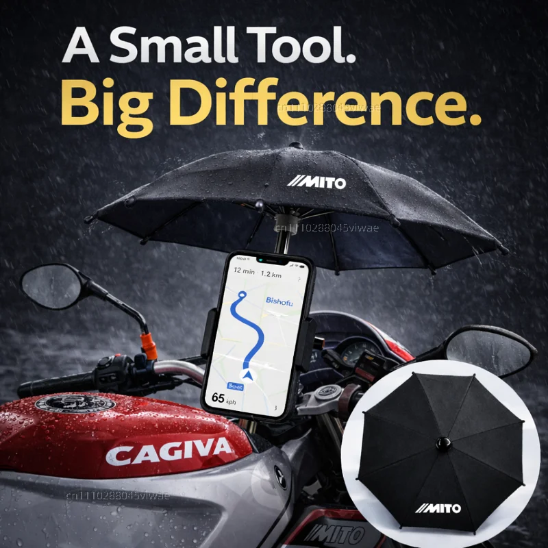 For Cagiva Mito Motorcycle Phone Umbrella Holder Waterproof Sunshade Anti Glare Rainproof Handlebar GPS Mount