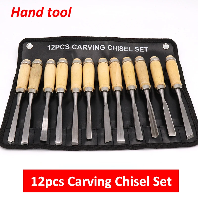 

12pcs Carving Chisel Set High Carbon Steel Hand File Tools Milling Cutter for Wood Carving Root Carving Engraving