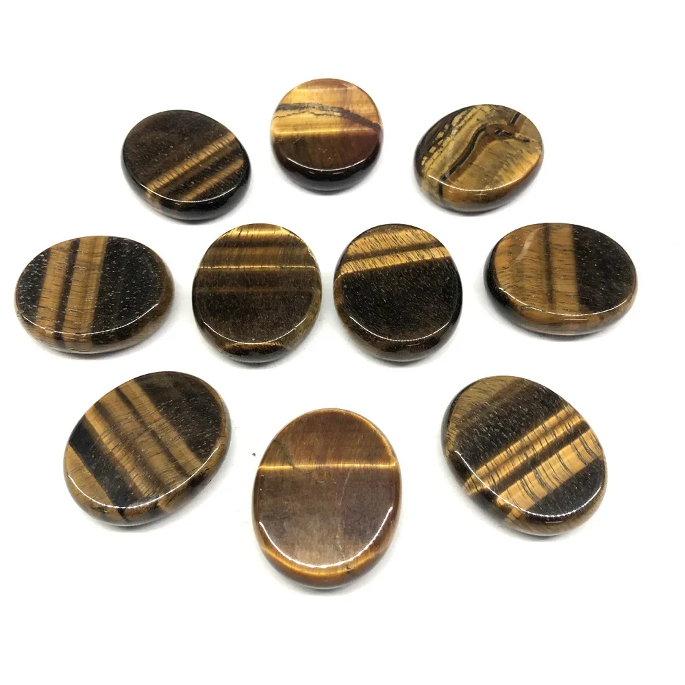 10pcs 25x30x10mm Oval Worry Stone Thumb Natural Crystal Therapy Reiki Treatment Spiritual Minerals Massage