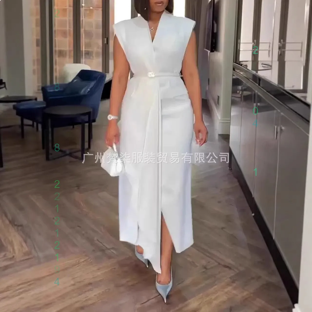 

Elegant Solid Sleeveless Jumpsuit Dress Women Office Formal Evening Dress Matching Set