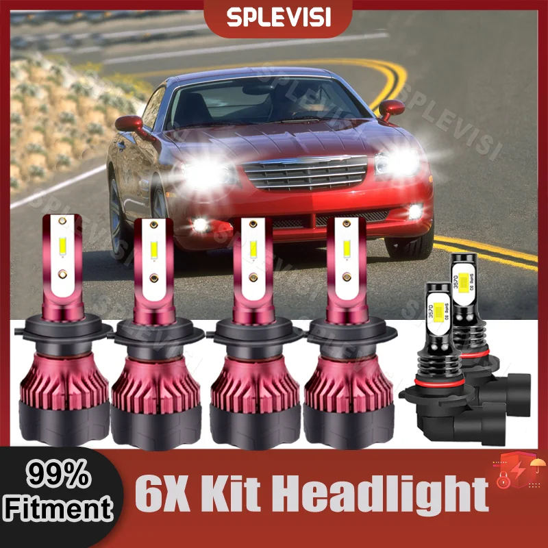 Replacement LED Headlight Combo Kit 9V-36V 48000LM For Chrysler Crossfire 2004 2005 2006 2007 2008 High Beam Low Beam Foglamp