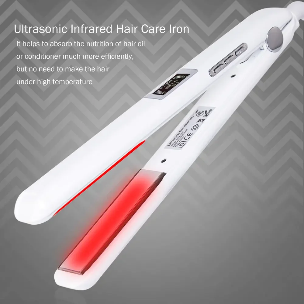 Hair Flat Irons Ultrasonic Infrared Cold Hair Care Iron Keratin Treatment for Frizzy Hair Recovers the Damaged Hair Straightener