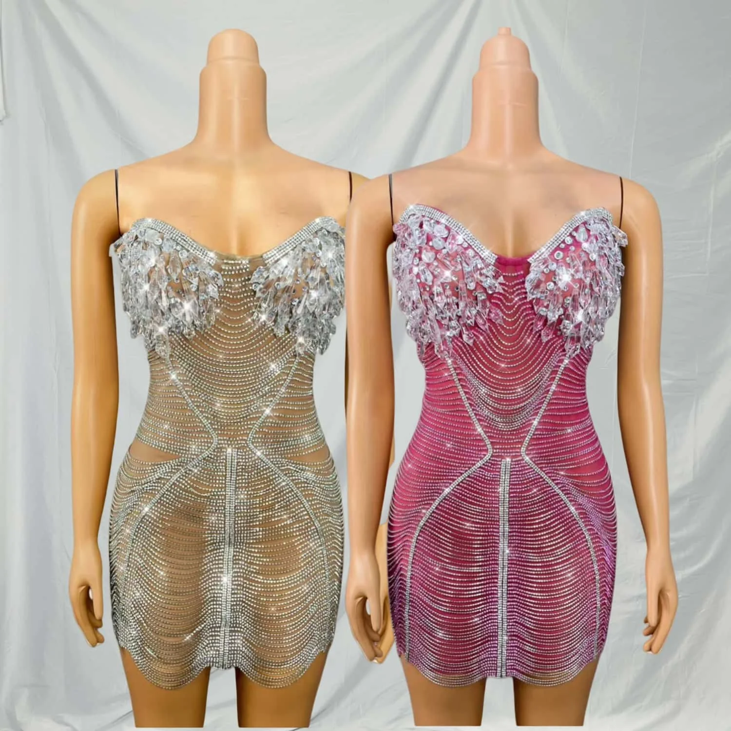 

Ailisi Luxury Handmade Pendants Crystals Chains Dress Sexy Bandage Tube Dress Women Evening Red Carpet Show Fashion Outfits