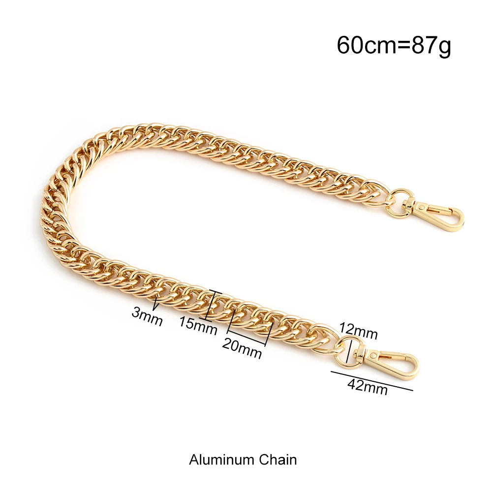 1/4/7PCS 60-100-120cm 14mm Gold Metal Aluminum Bag Chain For Workshop Studio Shoulder Handbag Purse Detachable Strap Accessories