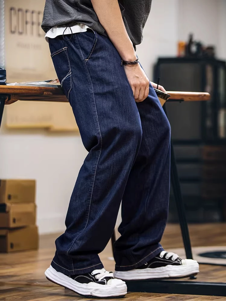 

Loose Straight Leg Men's Jeans Lightweight Silk Mint Fiber Original Color Summer New Sle Anti-Fading Casual Loose Long Trou...