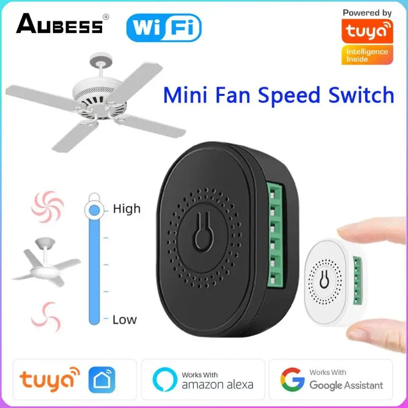 

Мини-переключатель скорости вентилятора Tuya, Wi-Fi, контроллер потолочного вентилятора, приложение Smart Life, дистанционное управление временем, голосовое управление, работает с Alexa Google Home